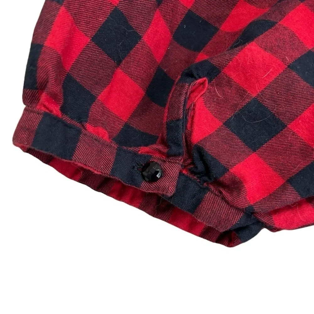 Polo Ralph Lauren Winter Peasant Top Blouse Size 12 Black Red Plaid Gingham